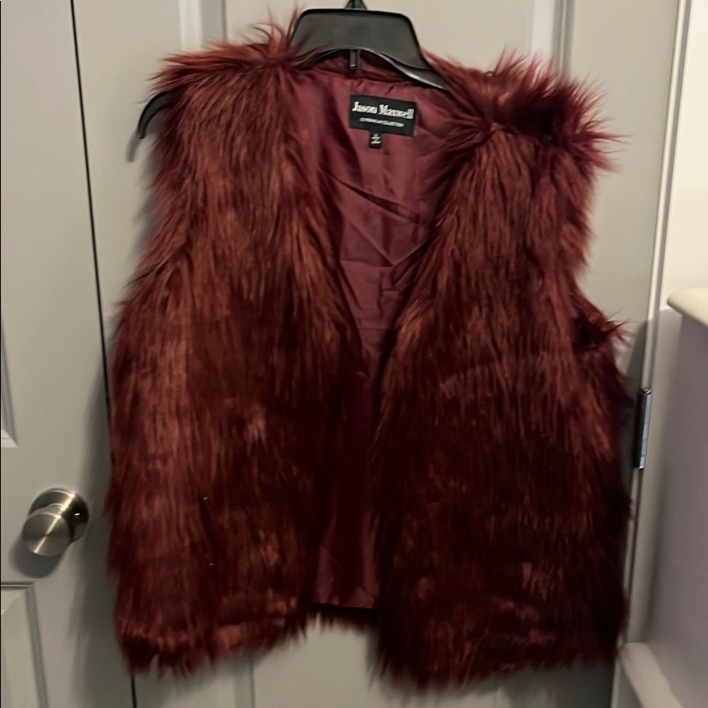 Faux Fur Vest in Rich Burgundy